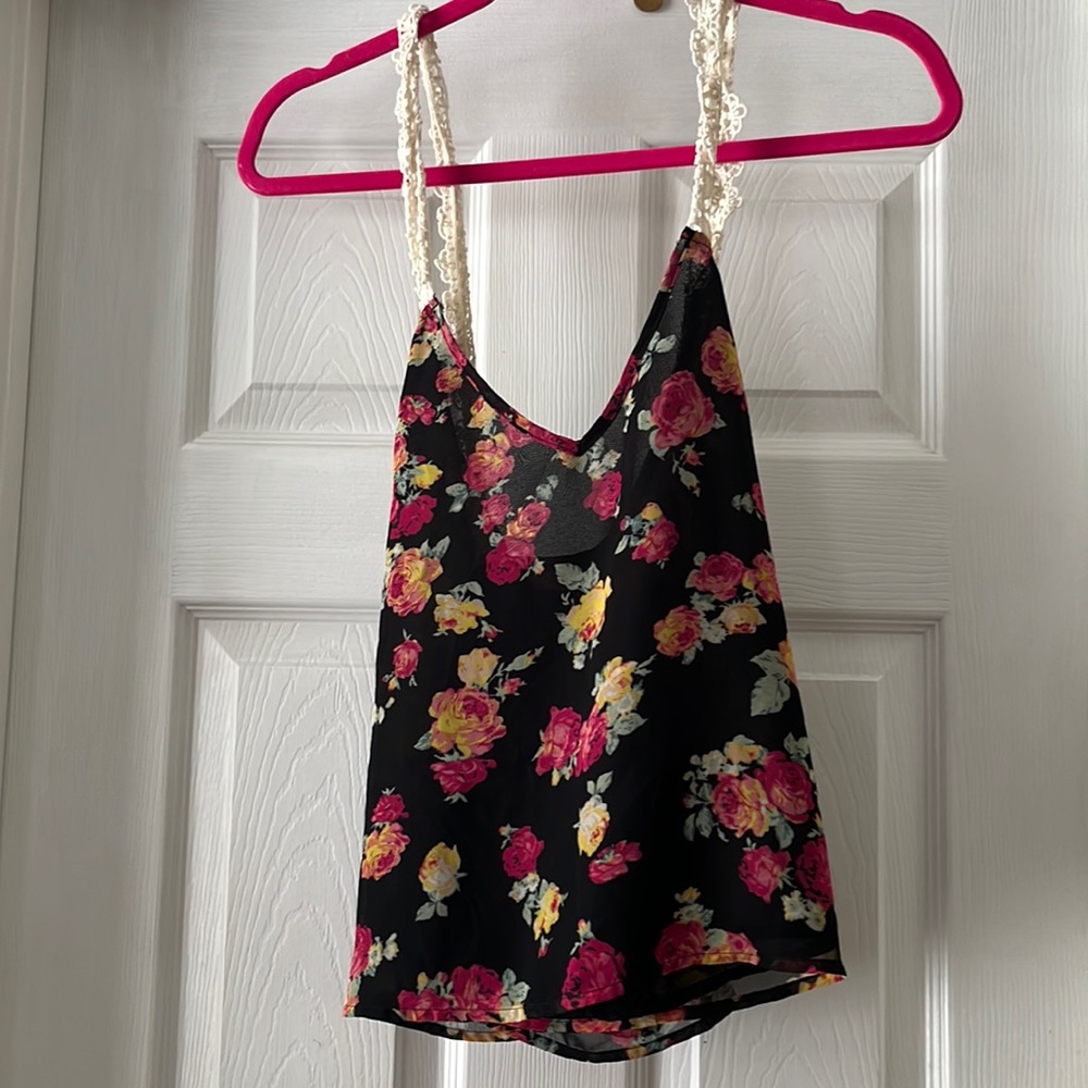 floral cross back tanktop